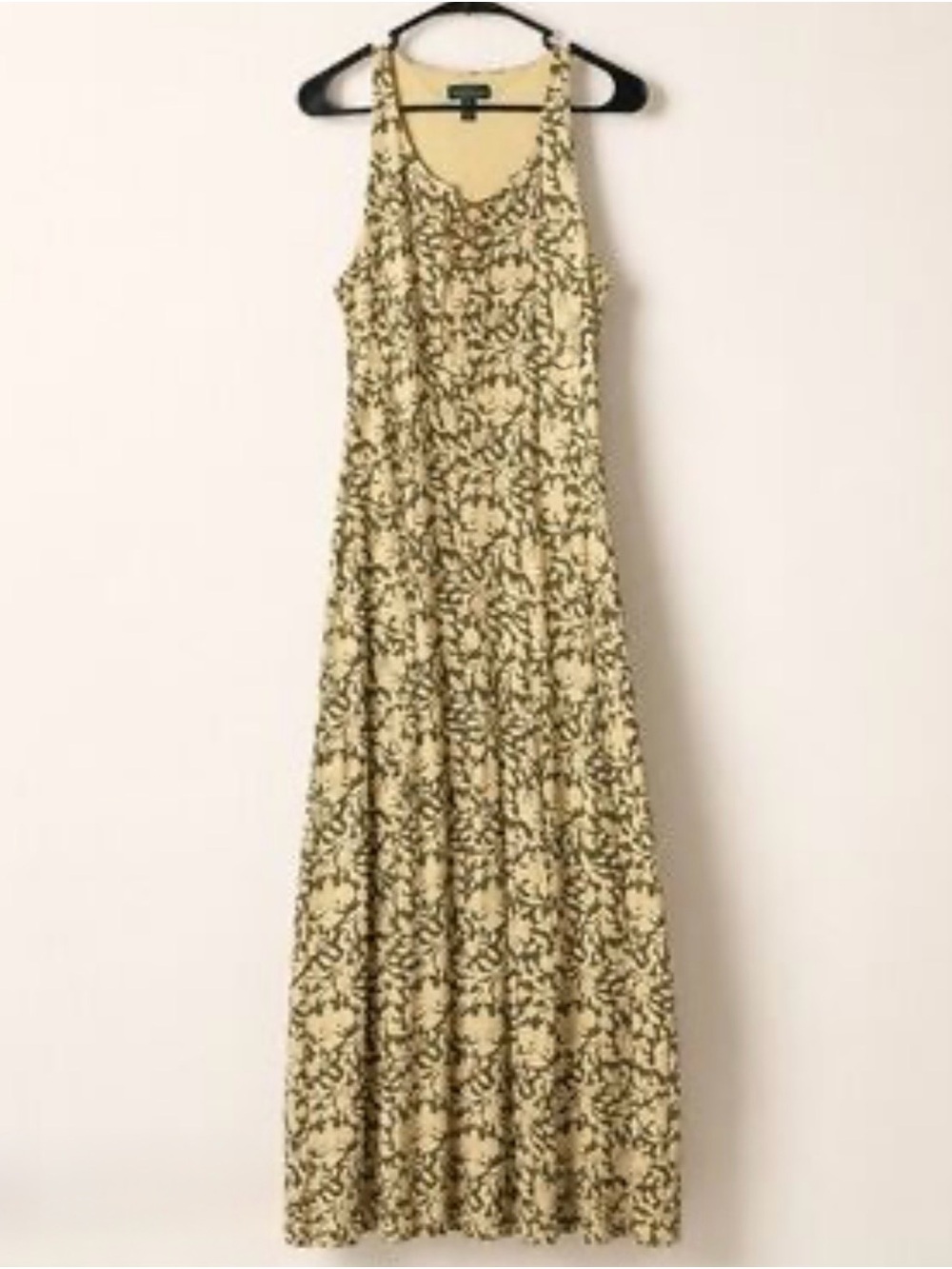 Ralph Lauren Cream Maxi Dress with Dark Brown Floral Print